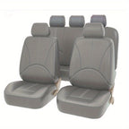 5 Seats PVC Quilted Leather Car Seat Covers, Breathable Faux Leather Auto Front Rear Seat Cushion Covers, Vehicle Seat Protectors Universal For Cars