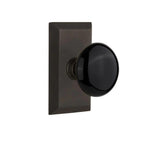 Studio Plate 2-3/4 in. Backset Oil-Rubbed Bronze Privacy Bed/Bath Black Porcelain Door Knob
