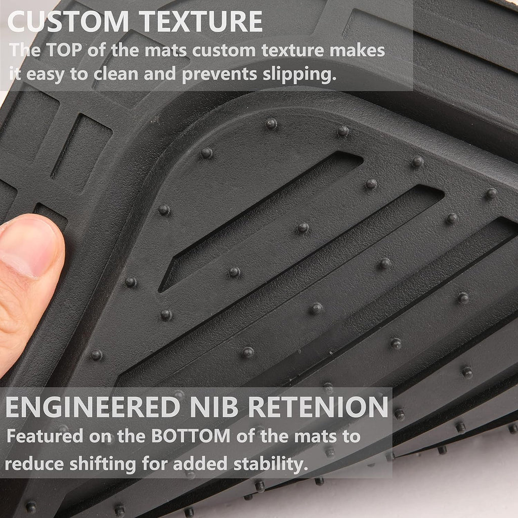 CAR PASS Heavy Duty Rubber Floor Mats 4-Piece Car Mat Set - Universal Waterproof Carbon Fiber Floor Mats for Car SUV Truck, Durable All-Weather Mats(Black and Red)