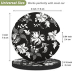 Nipichsha Car Cup Holder Coasters, Car Coasters for Cup Holders, 2 Pack Anti Slip Insert Coasters, Rubber Car Cup Mat with A Finger Notch, Cute Car Interior Accessories for Women Men(Black Flower)