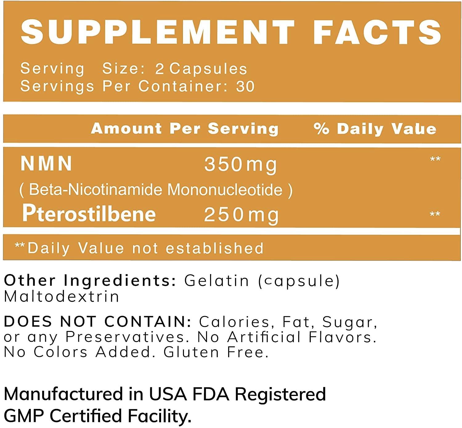 LFC FormuLa NMN Supplement 350mg Serving , High Purity Nicotinamide Mononucleotide Direct NAD+ Supplement, Including Pterostilbene 250mg Better Than Resveratrol