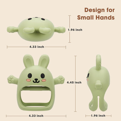 2 Pack Baby Teething Toy for 3-6 6-12 Months, Silicone Bunny Teething Mitten, Anti Drop Wrist Hand Baby Teethers 0 3 6 9 12 Months for Babies Sucking Needs