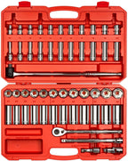 TEKTON 1/2 Inch Drive 6-Point Socket and Ratchet Set, 52-Piece (10-32 mm) | SKT25201