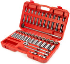 TEKTON 1/2 Inch Drive 6-Point Socket and Ratchet Set, 52-Piece (10-32 mm) | SKT25201
