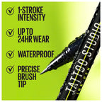 Maybelline Sky High Waterproof Mascara Makeup, Very Black + Maybelline New York Tattoo Studio Ink Pen Eyeliner Jet Black Bundle