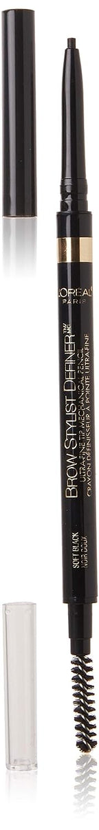 L’Oréal Paris Makeup Brow Definer Waterproof Eyebrow Pencil, Ultra-Fine Mechanical Pencil, Draws Tiny Brow Hairs and Fills in Sparse Areas and Gaps, Soft Black, 0.003 Ounce (Pack of 1)
