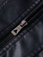 mens washed pu leather zip up pocket detachable hooded elastic hem thick jackets