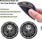 2PCS Nightmare Before Christmas Jack Skellington Car Cup Holders Coasters,Black Silicone Anti-Slip Car Coasters,2.75 Inch