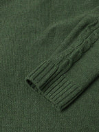 mens solid color round neck casual basic cable knit sweater with scarf