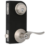 Satin Nickel Single Cylinder Deadbolt with Sacramento Entry Door Lever Combo Pack