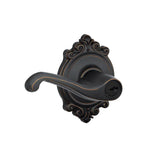 Flair Aged Bronze Keyed Entry Door Lever with Brookshire Trim