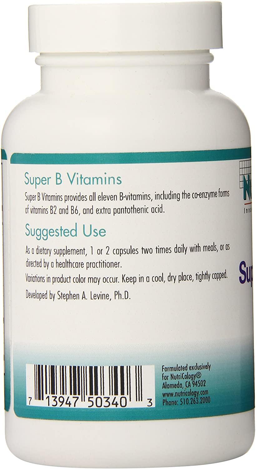 Nutricology Super B Vitamins, Vegicaps, 120-count (Pack of 12)