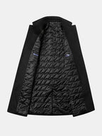 mens woolen pure color button up business casual mid-length overcoats