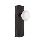 Prairie Plate 2-3/8 in. Backset Timeless Bronze Privacy Bed/Bath White Porcelain Door Knob
