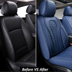 Coverado Leather Seat Covers Front, 2-Pack Universal Seat Covers for Cars, Waterproof Luxury Leatherette Car Seat Cushions, Auto Car Seats Protectors, Driver Seat Covers Fit for Most Vehicles Blue