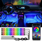 Neon LED Car Interior Ambient Foot Strip Light Kit Accessories Backlight Remote App Remote No Battery Music Control Auto RGB Decorative Lamps