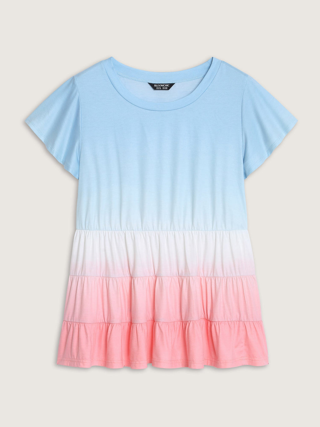 Supersoft Color Gradient Ruffled Sleeve Knit Top