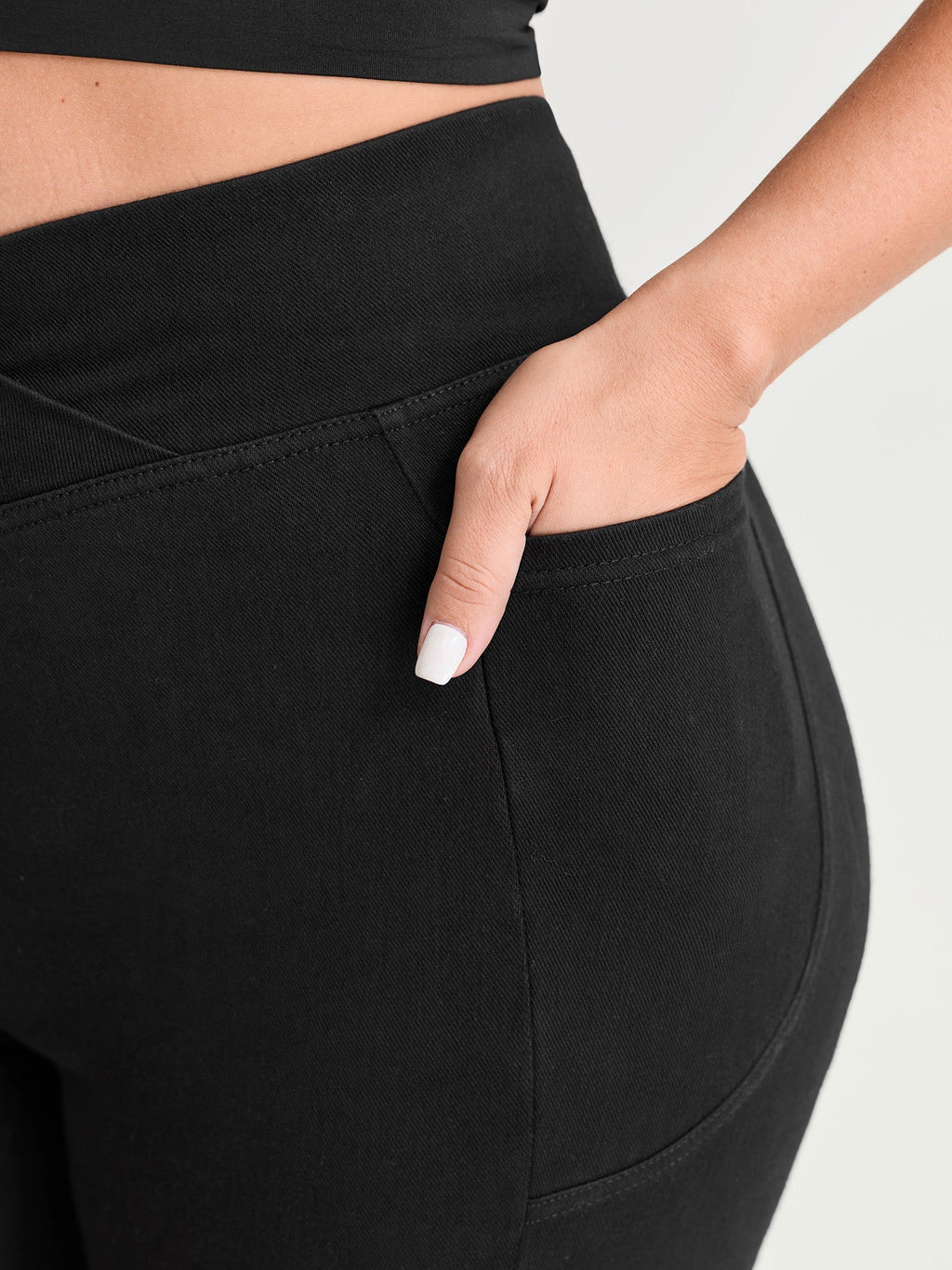 Stretchy Skinny-Fit Overlap Waist Jeans