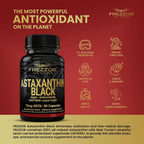 FREZZOR New Zealand Astaxanthin Black with UAF1000+, Anti-Aging, Skin, Eye, Nerve, Muscle Recovery, Cardiovascular and Immune Support Antioxidant Supplement, 12mg Astaxanthin, 180 Servings, 6 Bottles