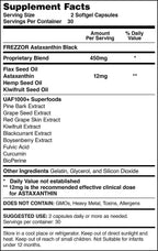 FREZZOR New Zealand Astaxanthin Black with UAF1000+, Anti-Aging, Skin, Eye, Nerve, Muscle Recovery, Cardiovascular and Immune Support Antioxidant Supplement, 12mg Astaxanthin, 180 Servings, 6 Bottles