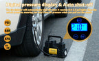 MESHUBA Tire Inflator 12V Portable Air Compressor, 150PSI Air Pump For Car Tires With Digital Pressure GauFor Car Bike Motor Ball, Yellow