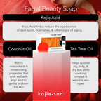 Kojie San Skin Brightening Soap - Original Kojic Acid Soap for Dark Spots, Hyperpigmentation, &amp; Scars with Coconut &amp; Tea Tree Oil - 65g x 3 Bars