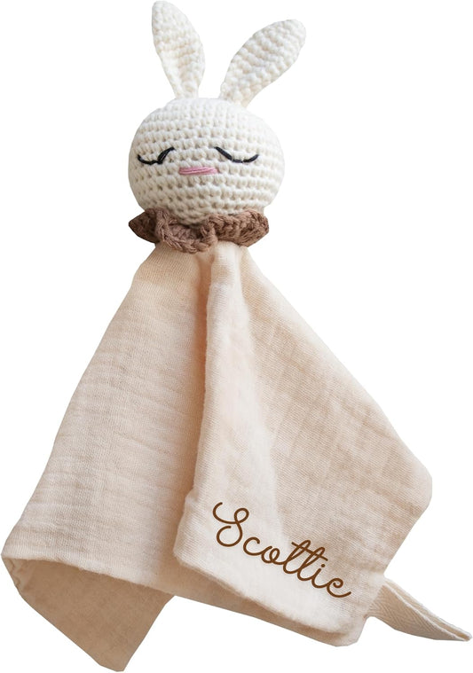 Personalized Bunny Lovey – Baby’s First Easter Gift – Custom Name Security Blanket for Infant or Toddler – Soft Plush Bunny Blanket for Boys & Girls – Easter Basket Filler Newborn Gift