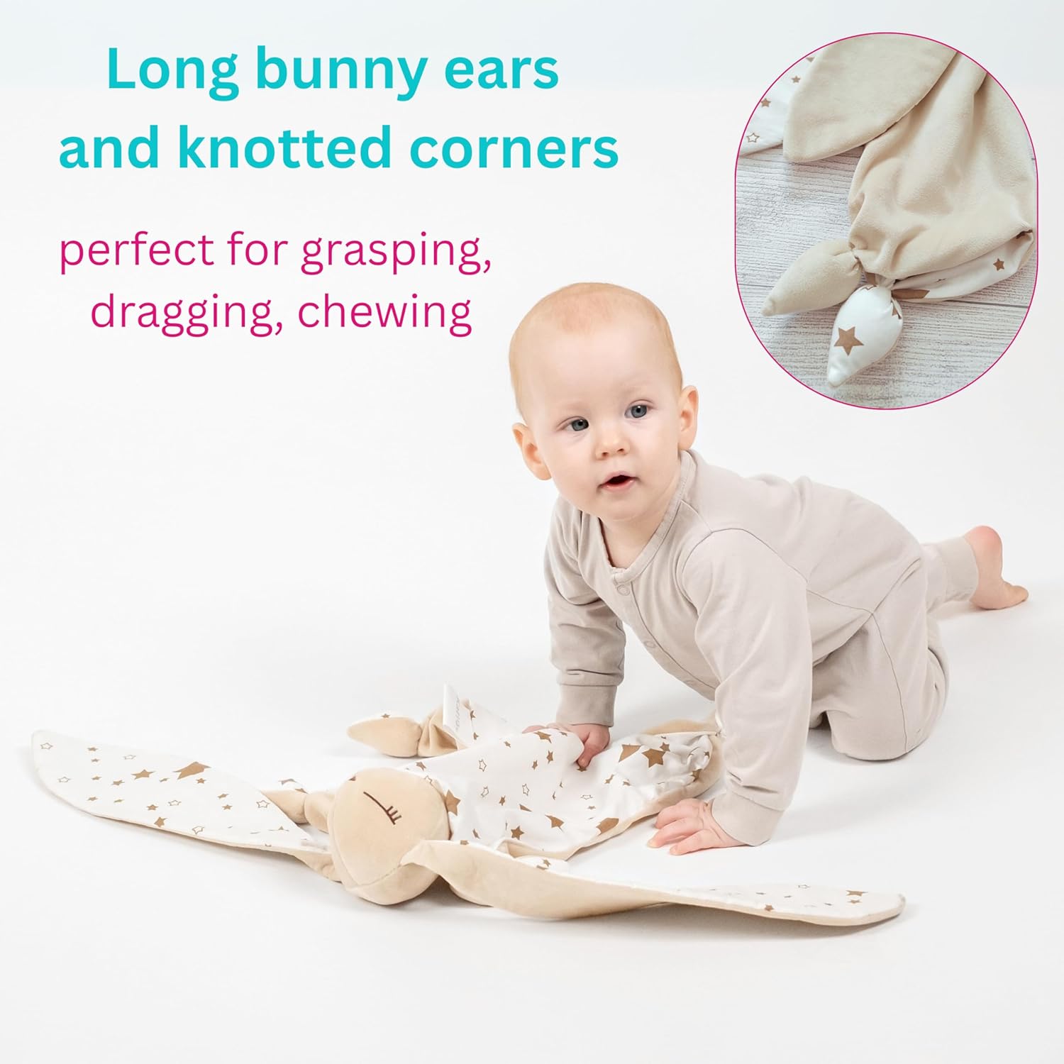 Gender Neutral Baby Gift – Bunny Lovey Security Blanket, Soft Bunny Baby Blanket for Infants & Toddlers, Soft Cuddly Snuggle Toy for Boys or Girls, Big Size 16in