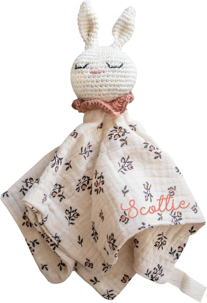 Personalized Bunny Lovey – Baby’s First Easter Gift – Custom Name Security Blanket for Infant or Toddler – Soft Plush Bunny Blanket for Boys & Girls – Easter Basket Filler Newborn Gift