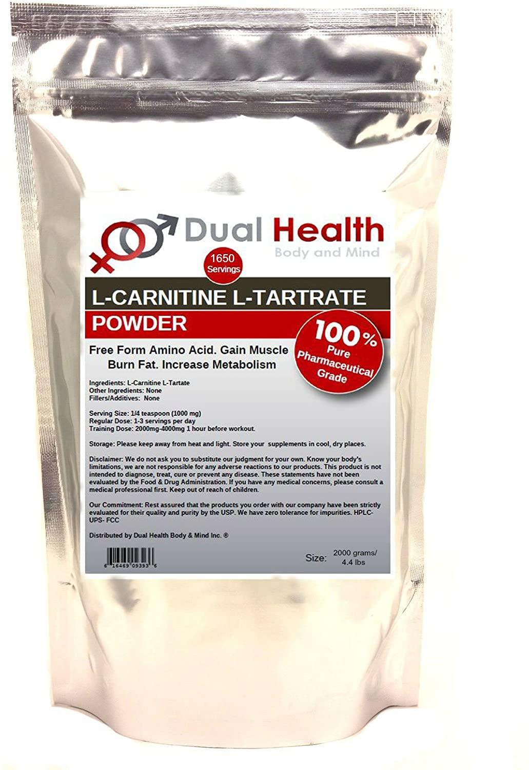 Pure L Carnitine & Acetyl L-Carnitine (ALCAR) Powder (2000 Grams x 2) 1 Bag of Each