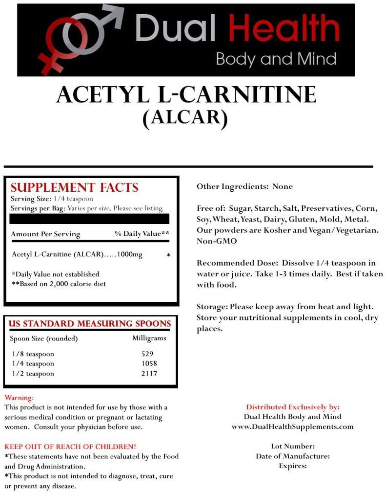 Pure L Carnitine & Acetyl L-Carnitine (ALCAR) Powder (2000 Grams x 2) 1 Bag of Each