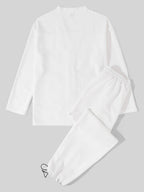 mens texture solid color button front cardigan basics two pieces outfits
