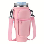 Water Bottle Carrier Bag with Phone Pocket for Stanley 40oz Tumbler with Handle Neoprene Water Bottle Holder Pouch with Adjustable Strap Bollus wit