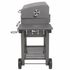 Outdoor Barbecue Charcoal Oven Square Oven with 4 Hooks Plastic Wheels