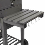 Outdoor Barbecue Charcoal Oven Square Oven with 4 Hooks Plastic Wheels