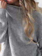 Casual Solid Color High Neck Long Sleeves Loose Sweater