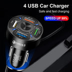 4 In 1 USB Car Charger, 4 Ports Fast Charger Adapter Mini Cigarette Lighter, USB, And Phone Fast Charger