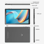 PRITOM 10-inch Compatible With Android 12 Tablet, 4GB DDR (2GB+2GBExpansion)RAM, 32GB ROM, 6000MAh, Quad Core Processor, 10 Inch Tablet, For Android Tablet High-definition IPS Screen, Camera, Wi Fi, For Google,PC,Pad Tablet