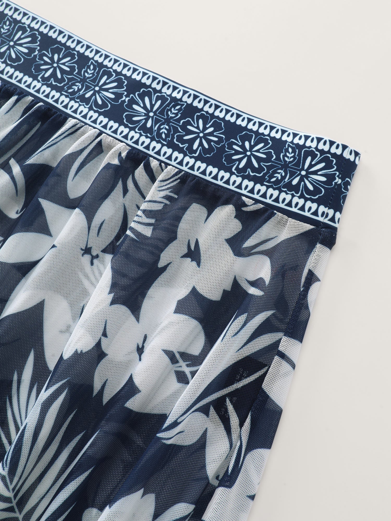 Sarong Set Tropical Print One-Piece Swim