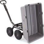 Gorilla Carts Poly Garden Dump Cart with Steel Frame and 10" Pneumatic Tires,800-lbs. Capacity, Gray