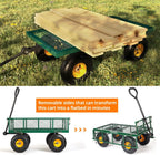 Yardsam Utility Steel Garden Carts and Wagons, Lawn Wagon Cart Heavy Duty, 400lb Weight Capacity, Removable Sides, Long Handle, 10 Inch Wheels and 600D Polyester with PVC Coated Liner (Green)