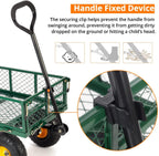 Yardsam Utility Steel Garden Carts and Wagons, Lawn Wagon Cart Heavy Duty, 400lb Weight Capacity, Removable Sides, Long Handle, 10 Inch Wheels and 600D Polyester with PVC Coated Liner (Green)