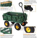 Yardsam Utility Steel Garden Carts and Wagons, Lawn Wagon Cart Heavy Duty, 400lb Weight Capacity, Removable Sides, Long Handle, 10 Inch Wheels and 600D Polyester with PVC Coated Liner (Green)