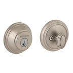 PrestiSatin Nickel Single Cylinder Round Deadbolt Featuring SmartKey Security