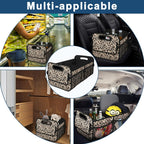 Deosk Car Trunk Organzier for suv,Car Organziers and Storage with 6 Big Pocket for Women/Men 50L Waterproof Polyester Trunk Organzier for Minivan/Truck(Medium,Leopard print)