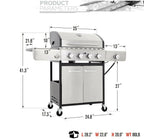 Propane Gas Grill 4 Burner Liquid Propane Gas Grill BBQ Steel Outdoor Cooking