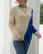 early autumn round neck long-sleeved sweater top