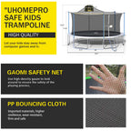 16 FT Outdoor Trampoline with Basketball Hoop, Outdoor Trampoline with Safety Enclosure Net, Circular Trampolines for Adults/Kids, Family Jumping and Ladder, Kids Basketball Trampoline, Q11361