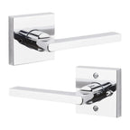 Reserve Square Polished Chrome Privacy Bed/Bath Door Lever with Contemporary Square Rose