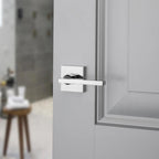 Reserve Square Polished Chrome Privacy Bed/Bath Door Lever with Contemporary Square Rose